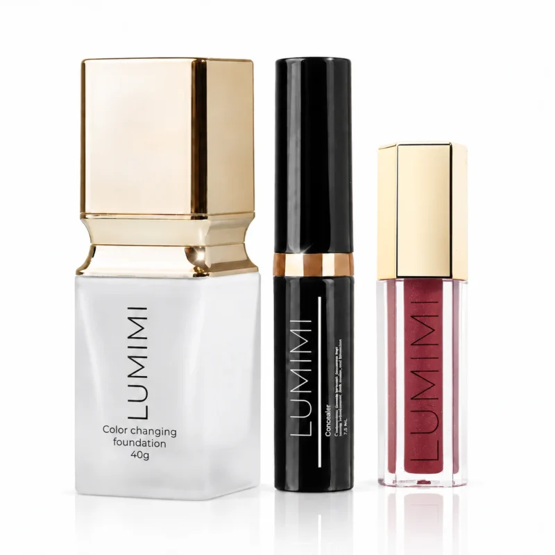 Prie odos prisitaikantis makiažo pagrindas + Universalus maskuoklis + Lūpų blizgis