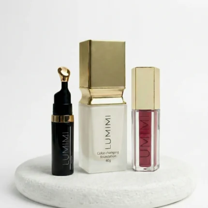 Prie odos prisitaikantis makiažo pagrindas + Universalus maskuoklis + Lūpų blizgis Lumimi.lt